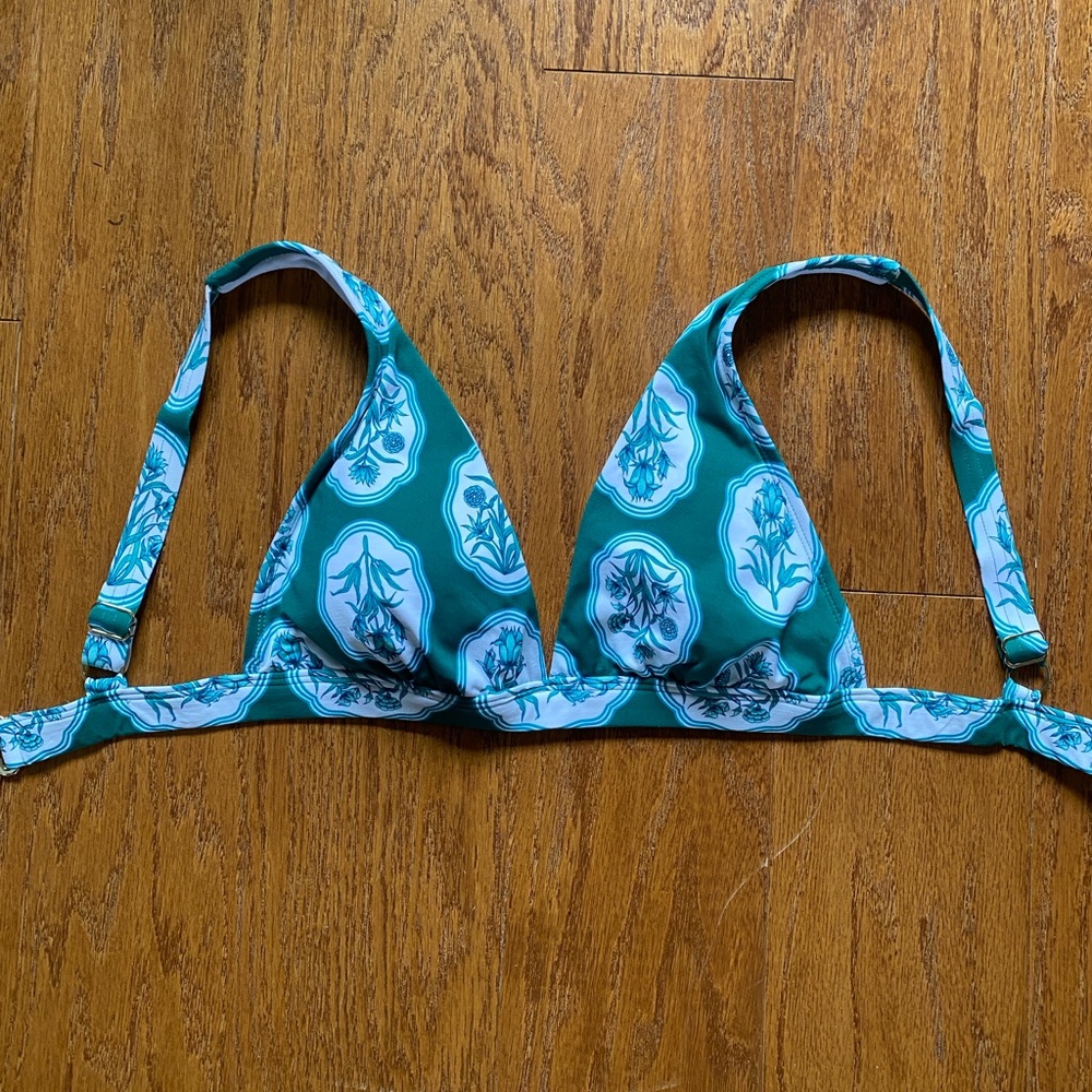 António melani floral tropical vintage style thick strap bikini top